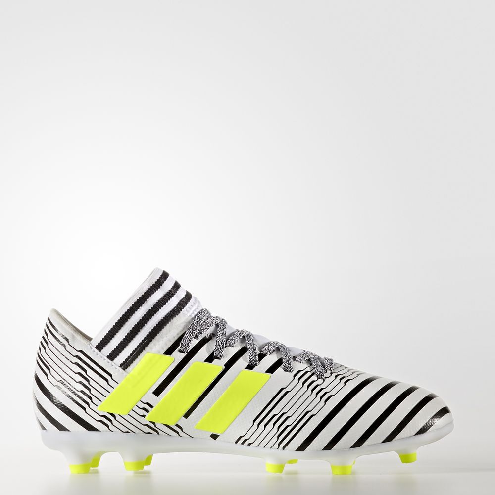 Adidas Nemeziz 17.3 Firm Ground - ποδοσφαιρικα παπουτσια για αγορια - Ασπρα/Κίτρινα/Μαυρα,Μέγεθος: E